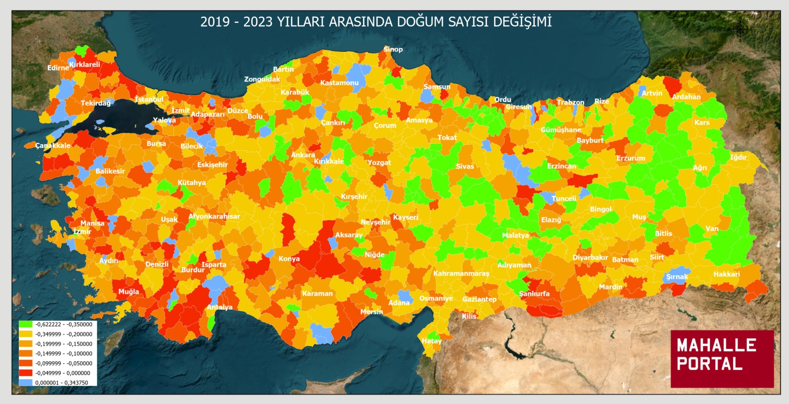 Doğum Sayısı Değişimi Haritası
